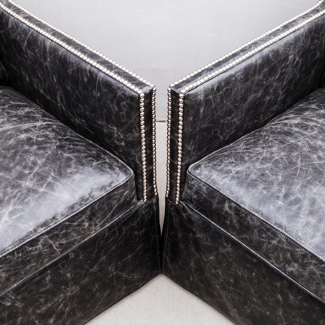 Bernhardt Bernhardt "Delano" Leather Club Chairs With Swivel Base - Set of 2 For Sale - Image 4 of 12