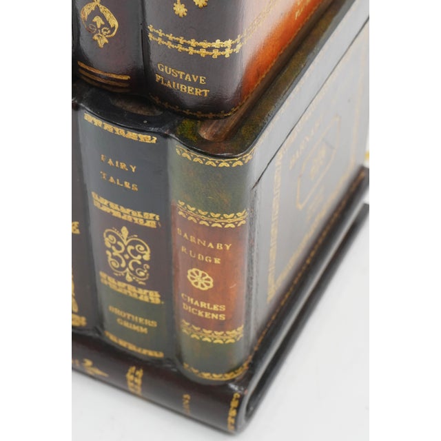1980s 1980s Maitland Smith Leather Faux Books Lamp For Sale - Image 5 of 12