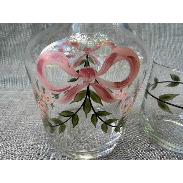 Vintage Hand Painted Bedside Carafe & Cup Set For Sale - Image 4 of 14