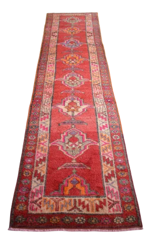 1970s Vintage Hand Knotted Tribal Kurdish Runner