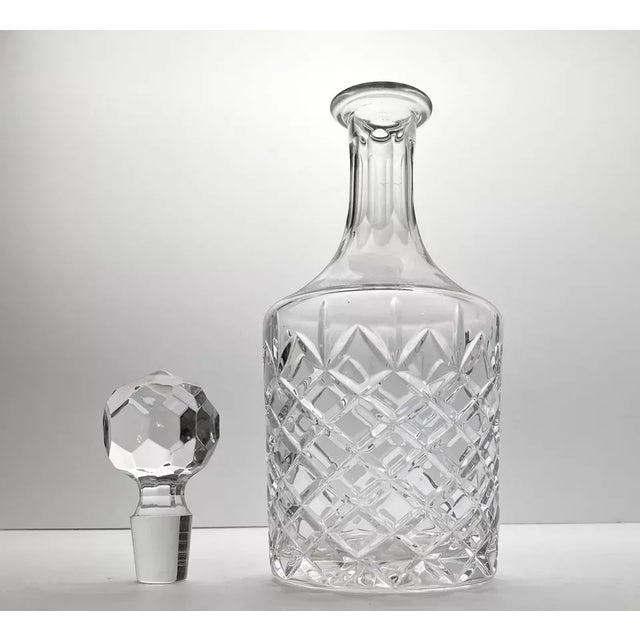 1980s Contemporary Crystal Wine & Spirit Decanter 11 1/4” 30oz, Fan & X Cuts No chips, cracks, or fleabites. Height 11...