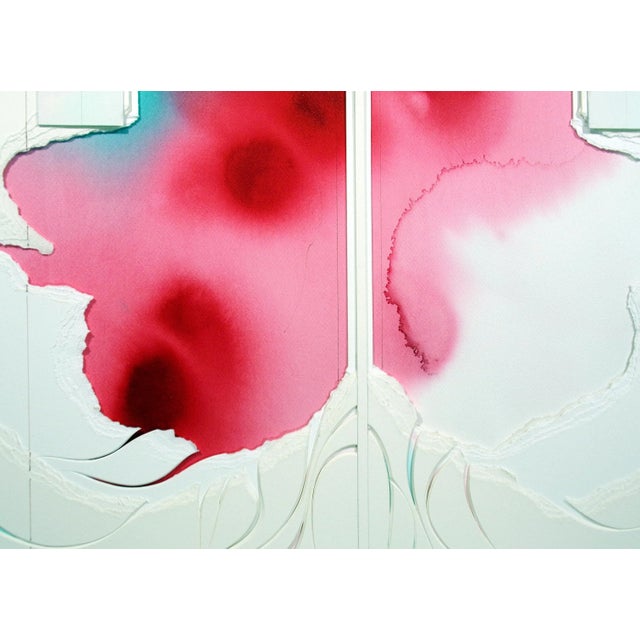 Abstract 1984 "Cross Series - Warming Up" Mixed-Media Assemblage and Watercolor Painting by Nanci Blair Closson For Sale - Image 3 of 5