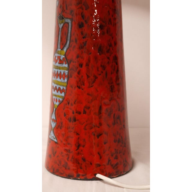 Textile Glazed Ceramic Table Lamp from Cemas in Sesto Fiorentino, 1950s For Sale - Image 7 of 13