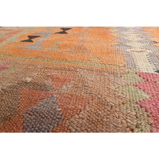 Traditional 1970s Vintage Turkish Handmade Wool Cotton Orange Runner Rug For Sale - Image 3 of 11