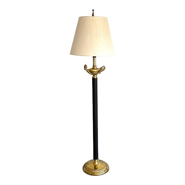 Black/Brass Pinapple Post Floor Lamp For Sale