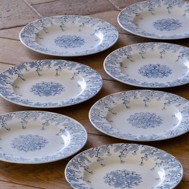 French Neva Collection Plates in Ironstone from Keller & Guérin Lunéville, 19th Century, Set of 7 For Sale - Image 5 of 9
