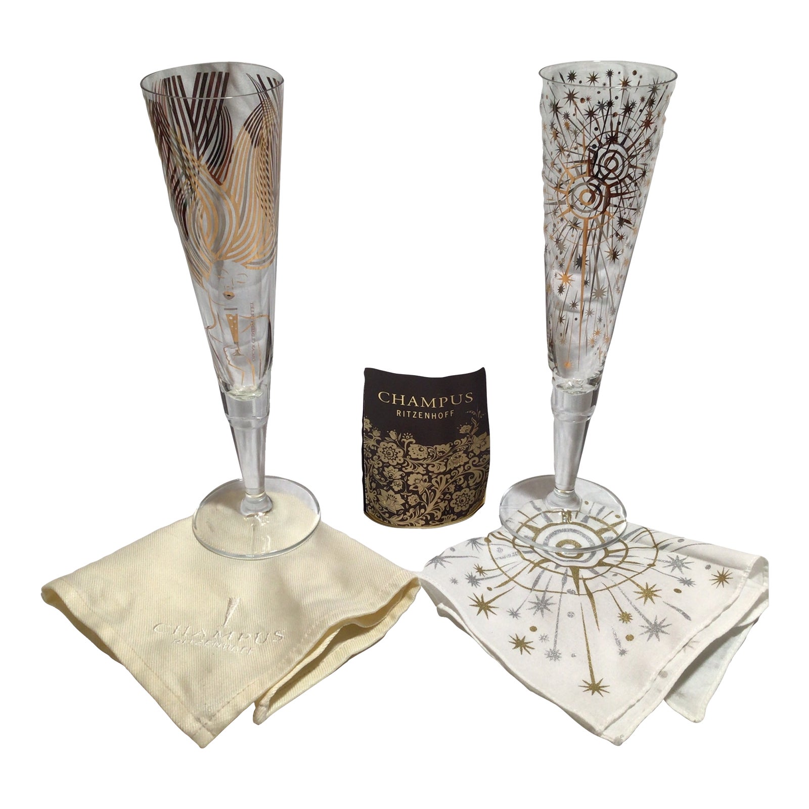 2 Ritzenhoff Champs Collection Champagne Flutes Designed by Christian