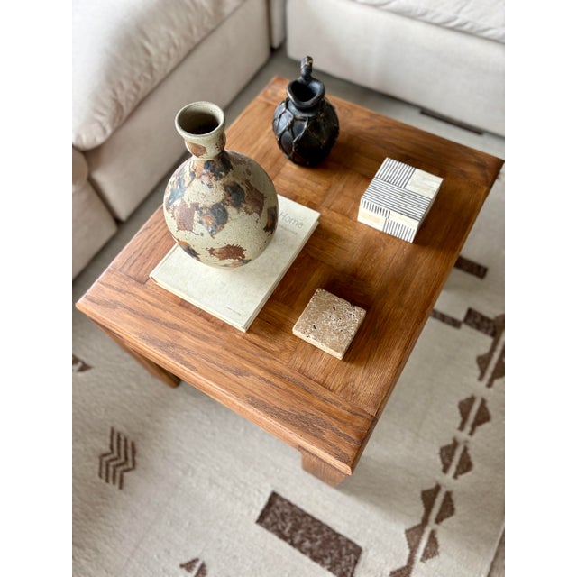Vintage Restored Solid Wood Coffee Table With Parquet Top For Sale - Image 4 of 8