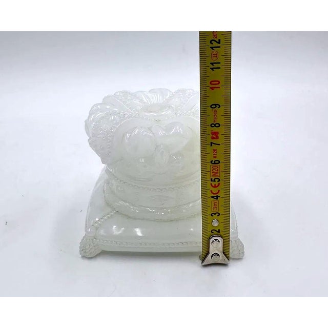 Ivory Antique French Crown-Shaped Box in Opaline Glass with Square Cushion, Early 19th Century For Sale - Image 8 of 11
