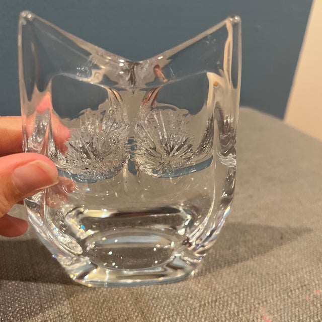 Glass Vintage Large Daum France Crystal Owl Sculpture Paperweight - 5.5” For Sale - Image 7 of 9