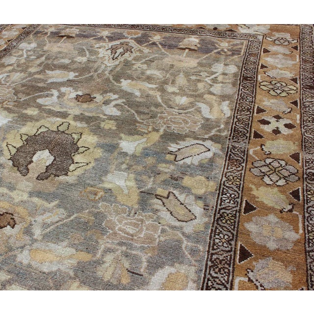 Textile Antique Persian Bakhtiari Rug With Soft Earth-Toned Floral and Botanical Motifs For Sale - Image 7 of 13