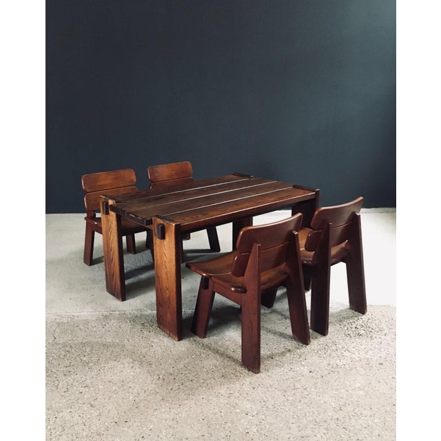 Brown Constructivist Oak Dining Chairs, Belgium, 1960s, Set of 4 For Sale - Image 8 of 18