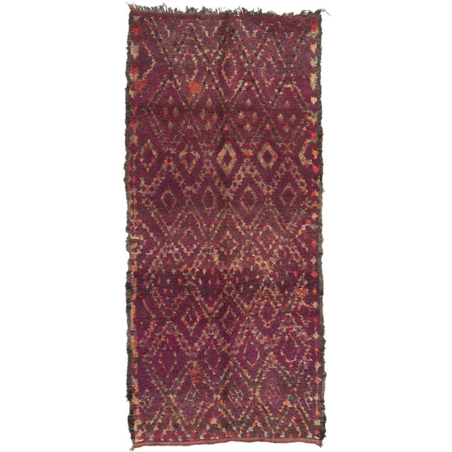 Vintage Purple Beni MGuild Moroccan Rug - 05'02 X 11'01 For Sale - Image 10 of 10
