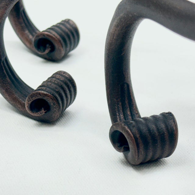 Metal Hand Forged Iron Candelabra Set of 3 (93-113cm) Antique Copper Finish Barley Twist Stem with Socket and Drip Plate For Sale - Image 7 of 9