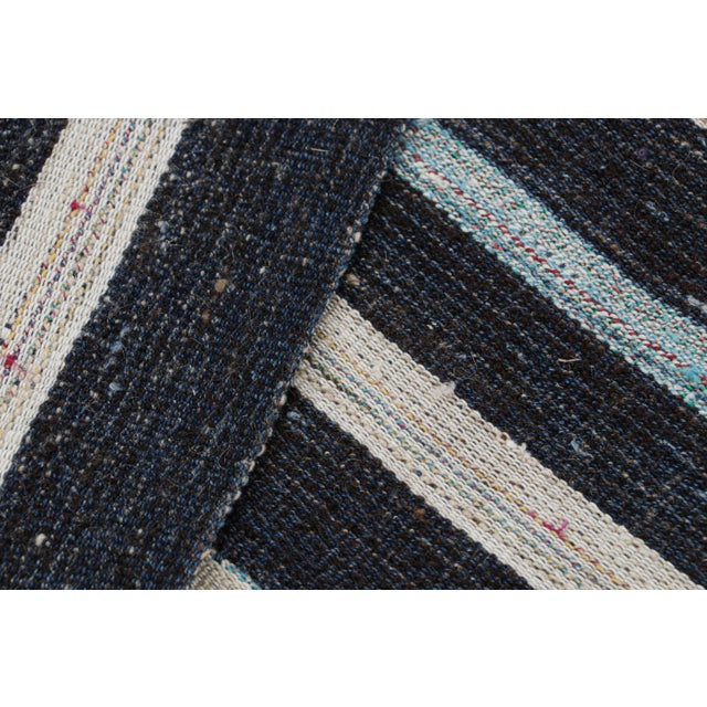 Textile Vintage Geometric Beige Brown and Blue Wool Kilim Rug For Sale - Image 7 of 7