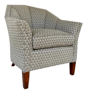 Theodore Alexander Modern Chocolate Brown and White Dimond Pattern Club Chair