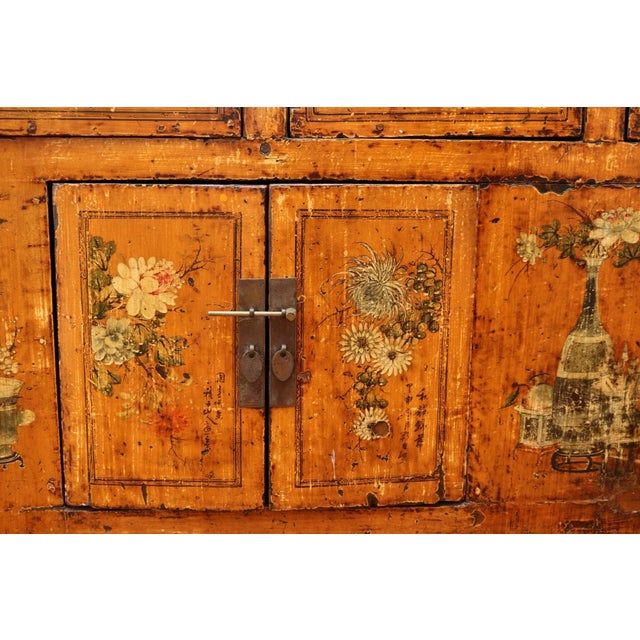 19th Century Antique Chinese Hand-Painted Altar Style Sideboard Cabinet For Sale - Image 5 of 12
