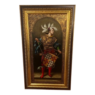 1970s European Modern Oil on Canvas Renaissance Style Art Framed Signed For Sale