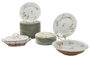 Porcelain Dinner Service with Floral Decoration from Limoges, 1950s, Set of 31