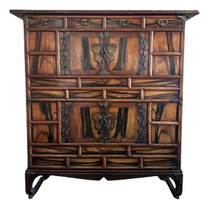 Antique Korean Two-Level Storage Chest Ich’ung Jang with Persimmon Panels