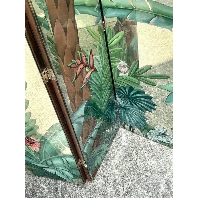 Vintage Eglomise Hand Painted Mirrored Screen For Sale - Image 12 of 12