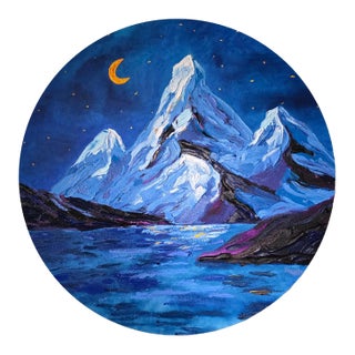 Oksana Babala Night Mountains — Original Oil Painting on Canvas For Sale