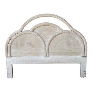 Vintage Coastal Style Arched Pencil Reed Headboard For Sale