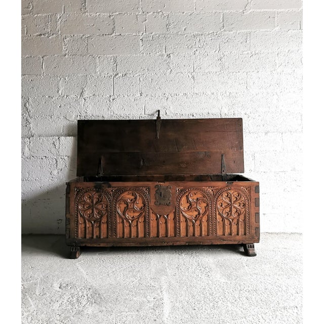 Antique Gothic / Neo-Gothic Oak Chest, 19th Century For Sale - Image 5 of 14