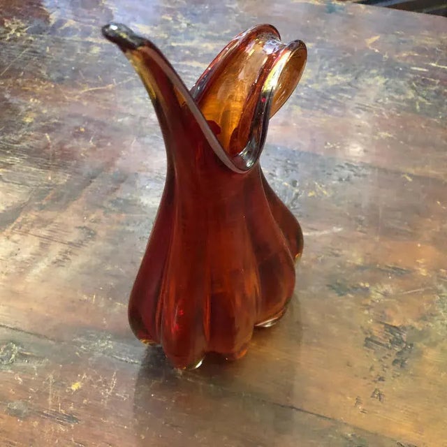 1960s Italian Mid-Century Modern Sommerso Red Murano Glass Vase For Sale - Image 10 of 13