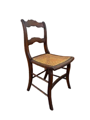 Early 20th Century Antique Victorian Style Walnut Cane Seat Side Chair