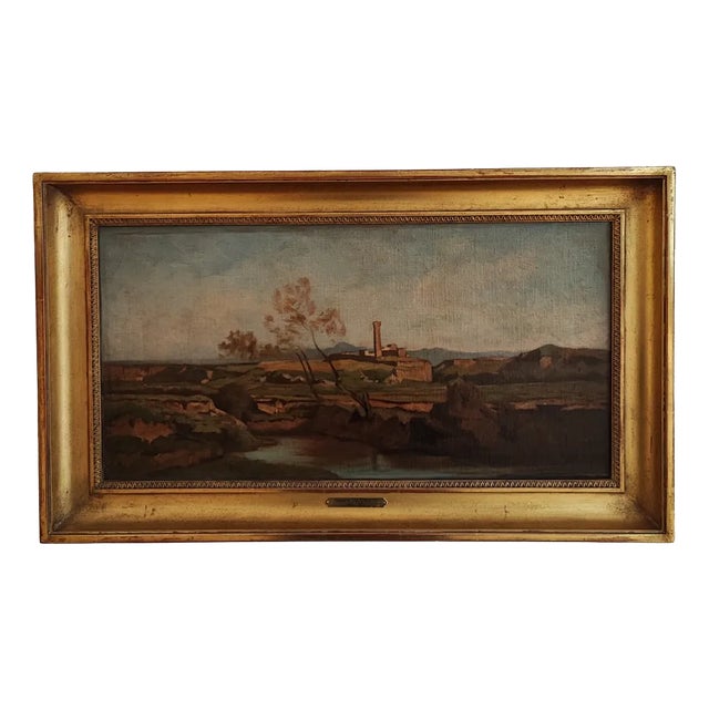Gustave Saltzmann, Campagne Romaine, Oil on Canvas, Framed For Sale