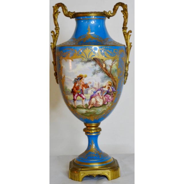 Traditional 19th Century Sevre Urns Painted by e.f. Roger For Sale - Image 3 of 9