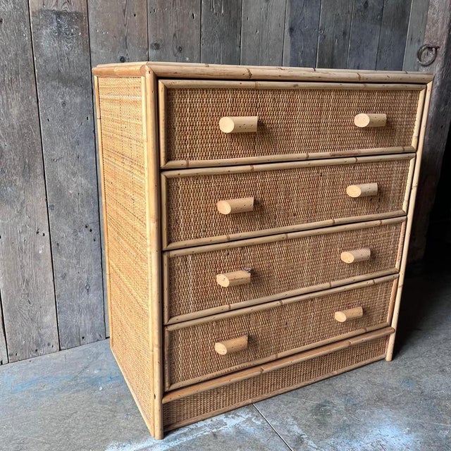 Vintage Bamboo and Cane Chest of Drawers For Sale - Image 3 of 10