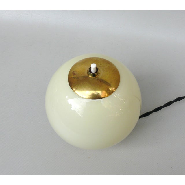 Small Table Lamp in Brass with Beige Overlay Glass, 1930s For Sale - Image 6 of 13