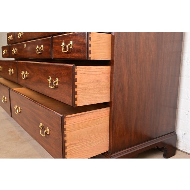 Brown Henkel Harris Georgian Solid Mahogany Ten-Drawer Dresser or Credenza For Sale - Image 8 of 13