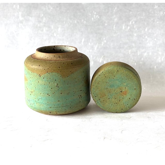 Vintage Stoneware Art Pottery Covered Jar Handmade by Gerry Williams For Sale - Image 9 of 12