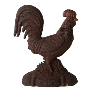 Vintage Adirondack Style Large Cast Iron Rooster Doorstop