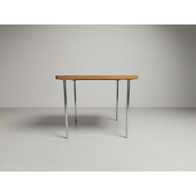 An authentic model b 14 bauhaus table designed by marcel breuer and manufactured by mücke-melder in the 1930s,...
