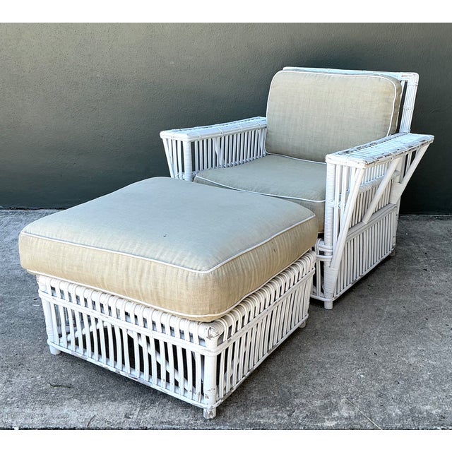 Bielecky Brothers Vintage Rattan Lounge Chair and Ottoman After Bielecky Brothers For Sale - Image 4 of 12