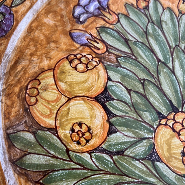 Italian Hand Painted Square Ceramic Wall Plate For Sale - Image 9 of 12