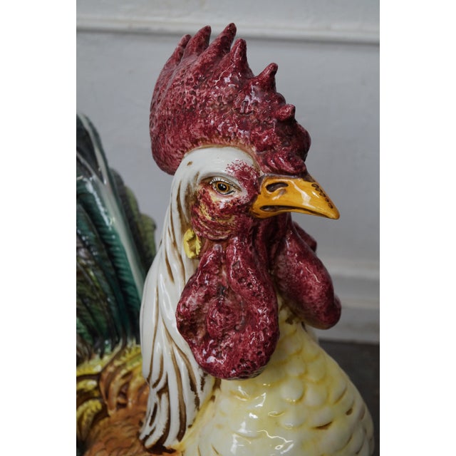 Large Italian Ceramic Pottery Rooster Chicken Statue Chairish