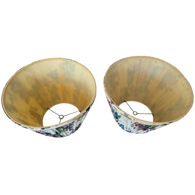 Vintage Botanical Pleated Lampshades- A Pair For Sale - Image 17 of 17