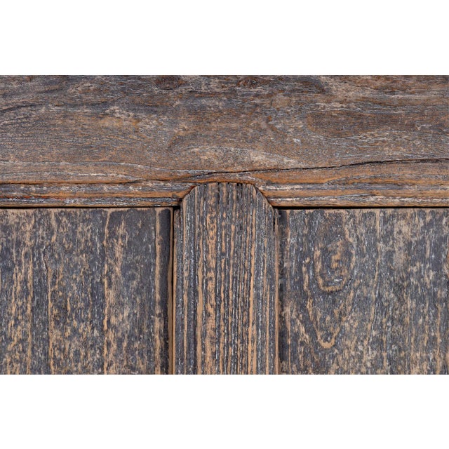 Late 20th Century Four Door Reclaimed Elm Original Patina Server For Sale - Image 5 of 6