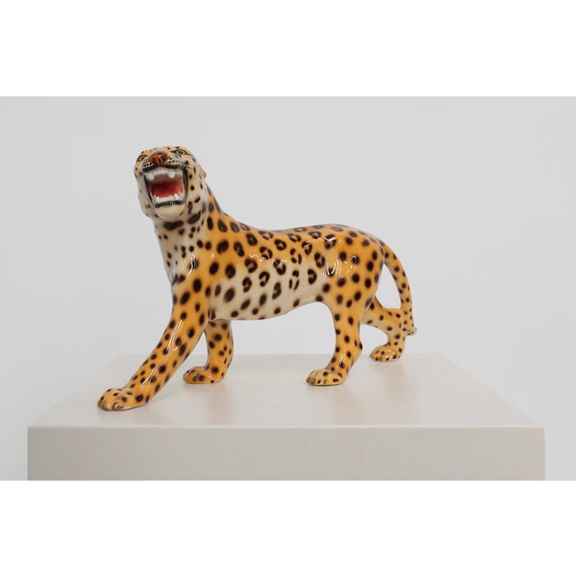 Hand‑painted Ceramic Leopard Sculpture from Giovanni Rozan, Italy, 1950s For Sale - Image 6 of 11