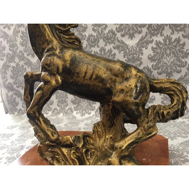Vintage Horse Animal Sculpture on Oxolyte Marble Base , 1970s For Sale - Image 3 of 14