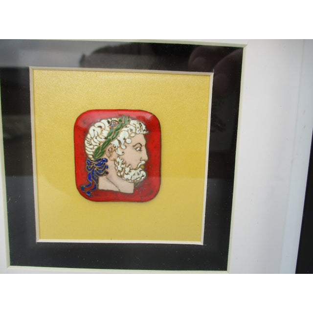 1990s Vintage Floriano Vecchi Enamel Classical Head Paintings - A Pair of 2 For Sale - Image 5 of 6