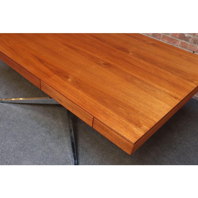 Vintage Florence Knoll Teak and Chromed-Steel Partner's Desk / Executive Desk For Sale - Image 16 of 18