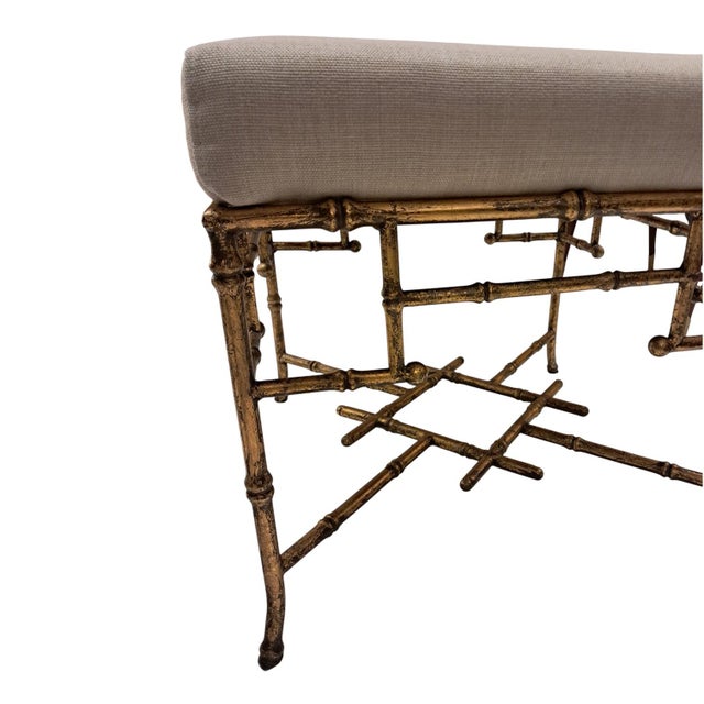 1970s Small Metal Stools with Golden Bamboo Finish, 1970s, Set of 2 For Sale - Image 5 of 6