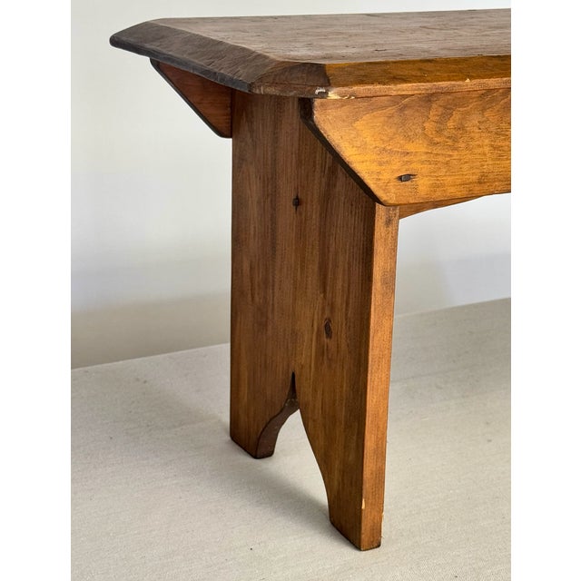1900s Antique American Wooden Stool For Sale - Image 4 of 6
