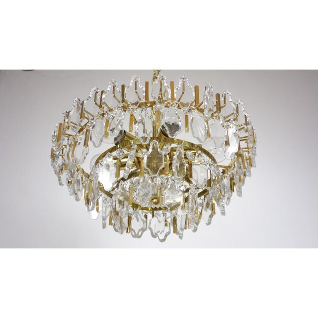 Metal Brass and Lead Crystal 6-Light Chandelier from Palwa, 1960s For Sale - Image 7 of 10